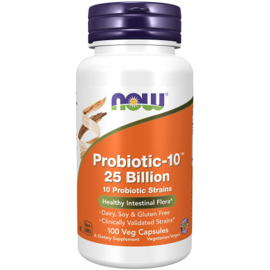 Now - Probiotic-10- 25 Billion / Пробиотик 10  - 100 Веган Капсули