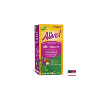 Alive Menopause – Формула с витамини D3 и K, сминдух и ресвератрол Veri-te®, 60 капсули