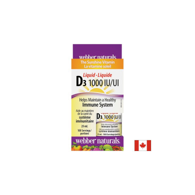Витамин D3 /течен/ 1000 IU x 25 ml, 100 дози Webber Naturals