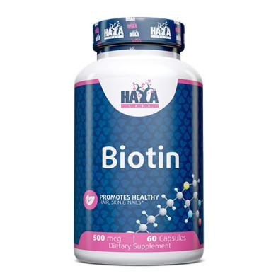 Haya Labs Biotin  / Биотин 500mcg. / 60 Caps.