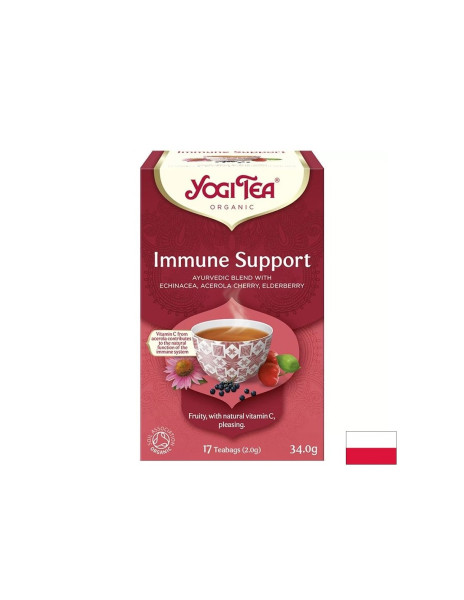 Аюрведичен чай Immune Support с ехинацея, шипка и бъз, БИО, 17 пакетчета