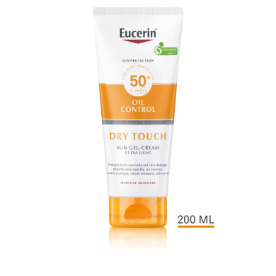 Eucerin Sun Oil Control Слънцезащитен гел-крем за тяло DRY TOUCH SPF 50+ 200мл