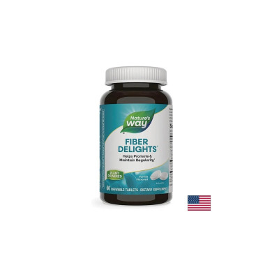Fiber Delights - Микс от фибри за отслабване и детоксикация, 60 дъвчащи таблетки Nature’s Way
