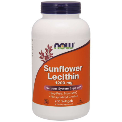 Now - Sunflower Lecithin / Слънчогледов Лецитин 1200 Мг - 200 Дражета