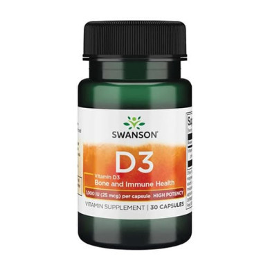 SWANSON High Potency Vitamin D-3 / 1000IU / 30 Caps.