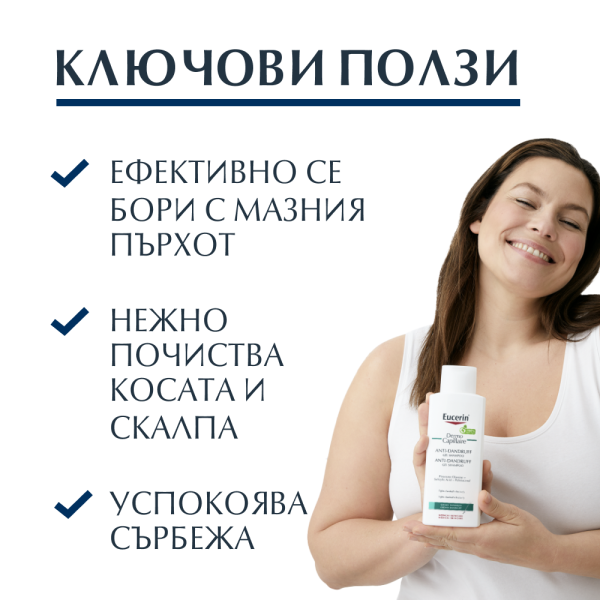 Eucerin DermoCapillaire гел-шампоан против мазен пърхот 1+1