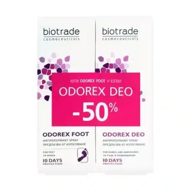 BIOTRADE Odorex Промо комплект Спрей против изпотяване за крака и Спрей против изпотяване за ръце и подмишници
