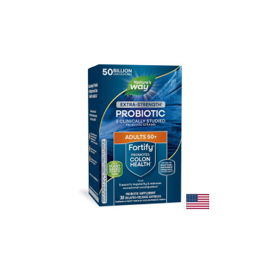 Пробиотик + пребиотици 50+ високо дозирани - Fortify Age 50+ Probiotic Extra Strength, 50 млрд. активни пробиотици, 30 капсули