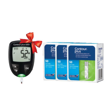 CONTOUR PLUS ELITE Глюкомер + 3 X Тест Ленти CONTOUR PLUS X 50 Промоция