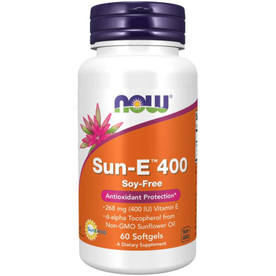 Now - Витамин E-400 Iu (Sun-E) - 60 Дражета