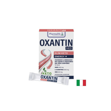 HMB 2000 mg + L-Карнитин 1000 mg + Зелен чай – Контрол на теглото и кето баланс, Oxantin Med Slim Keto Energy+, 15 сашета