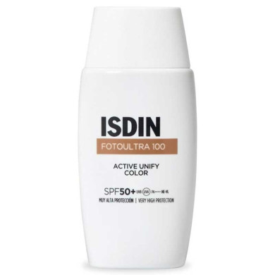 ISDIN Foto Ultra 100  Active Unify COLOR Fusion Fluid SPF 50+ Слънцезащитен флуид за лице с тройно депигментиращо действие 50мл
