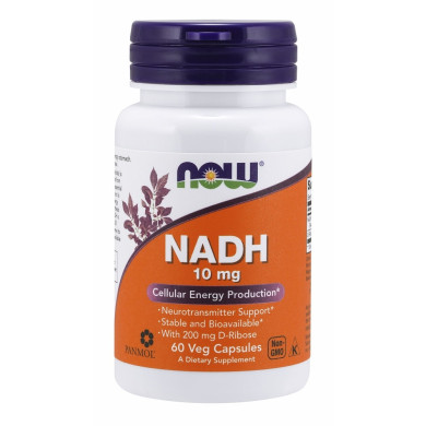 Now - Nadh 10 Мг + 200 Мг Ribose /Метаболитно активна форма на витамин B-3.- 60 Капсули