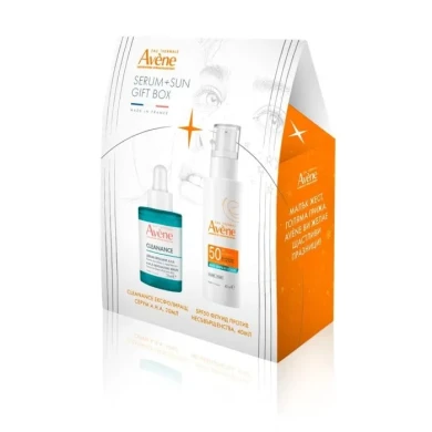 Avene BOX Cleanance A.H.A Ексфолиращ серум за лице 30 мл + Слънцезащитен флуид против несъвършенства SPF50 40 мл