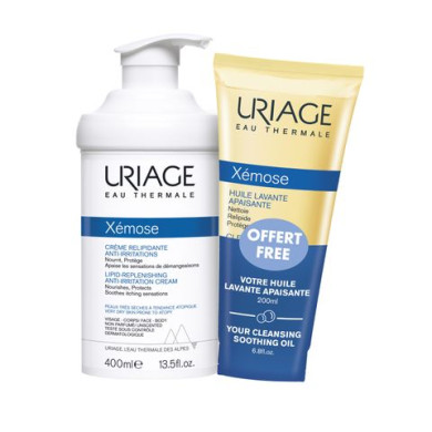 URIAGE XEMOSE ПРОМО УСПОКОЯВАЩ ЛИПИДО-ВЪЗСТАНОВЯВАЩ КРЕМ 400ml + URIAGE XEMOSE - HUILE LAVANTE APAISANTE ПОЧИСТВАЩО ДУШ-ОЛИО 200ml