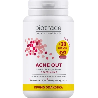 Biotrade Acne Out Акне аут за проблемна кожа с бирена мая х60 + 30 капсули Промо