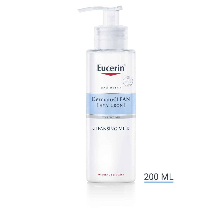 Eucerin DERMATOCLEAN Почистващо мляко за суха кожа с хиалурон 200мл