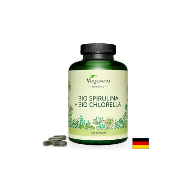 Био Спирулина + Хлорела - Bio Spirulina + Bio Chlorella, 240 капсули Vegavero