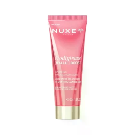 Nuxe Prodigieuse Hyalu-Boost Омекотяващ и озаряващ гел-крем 50 ml + подарък несесер