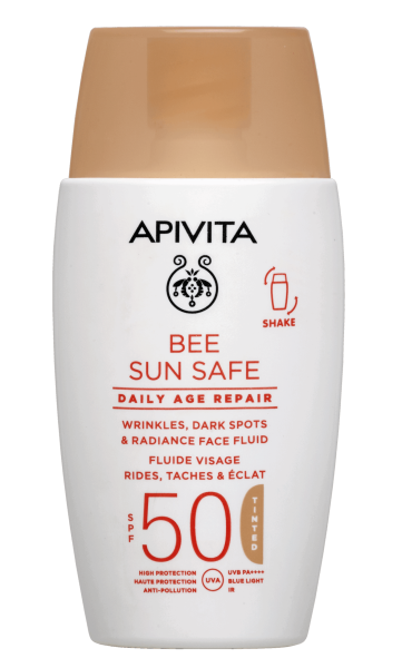 APIVITA BEE SUN SAFE DAILY AGE REPAIR Тониран флуид против стареене SPF50 50ml