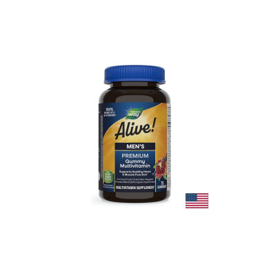 Alive! Men's Premium Gummies Multivitamin / Алайв! Премиум мултивитамини за мъже, 75 желирани таблетки Nature’s Way