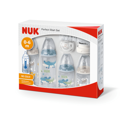 NUK First Choice + СЕТ Perfect Start Temperature Control - 10 части, момче