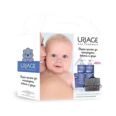 Uriage Bebe 1er Първа грижа: Душ крем + Мляко + Крем при смяна на пелени + детска раничка Промо комплект