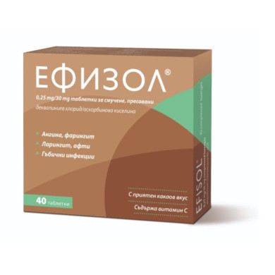 ЕФИЗОЛ таблетки за смучене 0.25 мг / 30 мг х 40