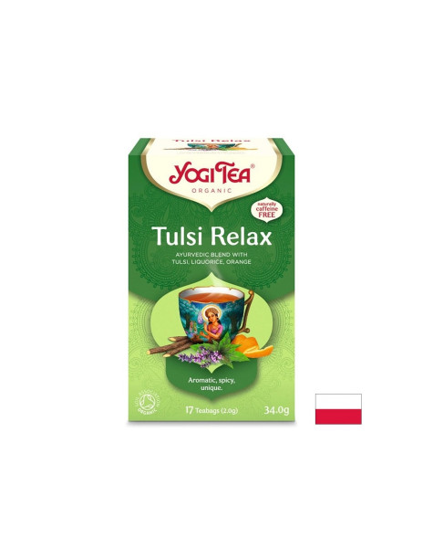 Аюрведичен чай Tulsi Relax със свещен босилек и лимонена трева, БИО, 17 пакетчета
