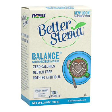 Now - Stevia Balance (With Chromium & Inulin) / Стевия с Хром и Инулин - 100 Пакета