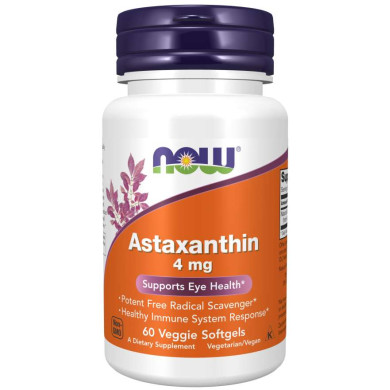 Now - Astaxanthin / Астаксантин 4 Мг - 60 Дражета