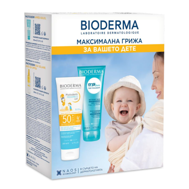 Bioderma Photoderm Слънцезащитно мляко за деца SPF50+ 200 мл + ABCDerm Измиващ гел 200 мл