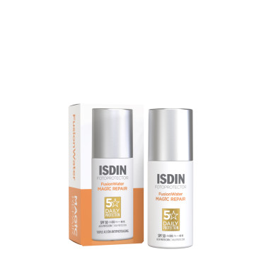 ISDIN Fusion Water Magic Repair Слънцезащитен крем за лице с тройна защита против стареене SPF50 50 мл
