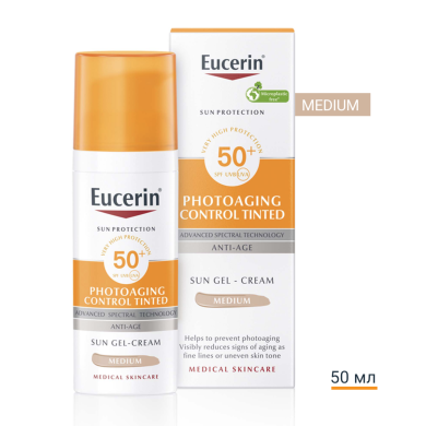 Eucerin Оцветен слънцезащитен гел-крем за лице PHOTOAGING CONTROL SPF 50+ Тъмен нюанс 50мл