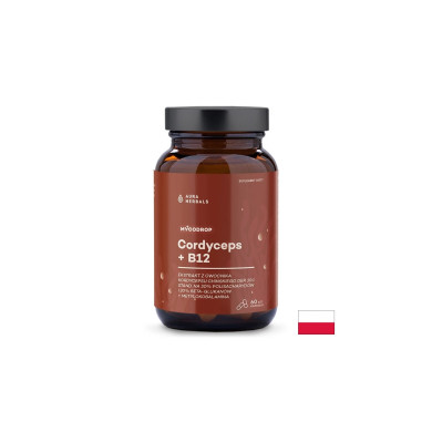 Mycodrop Кордицепс 500 mg + витамин B12 50 µg – При умора и физическо изтощение, 60 капсули