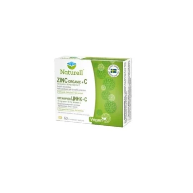 Naturell Zinc Organic + C Органичен цинк + Витамин C за имунитет 60 таблетки US Pharmacia