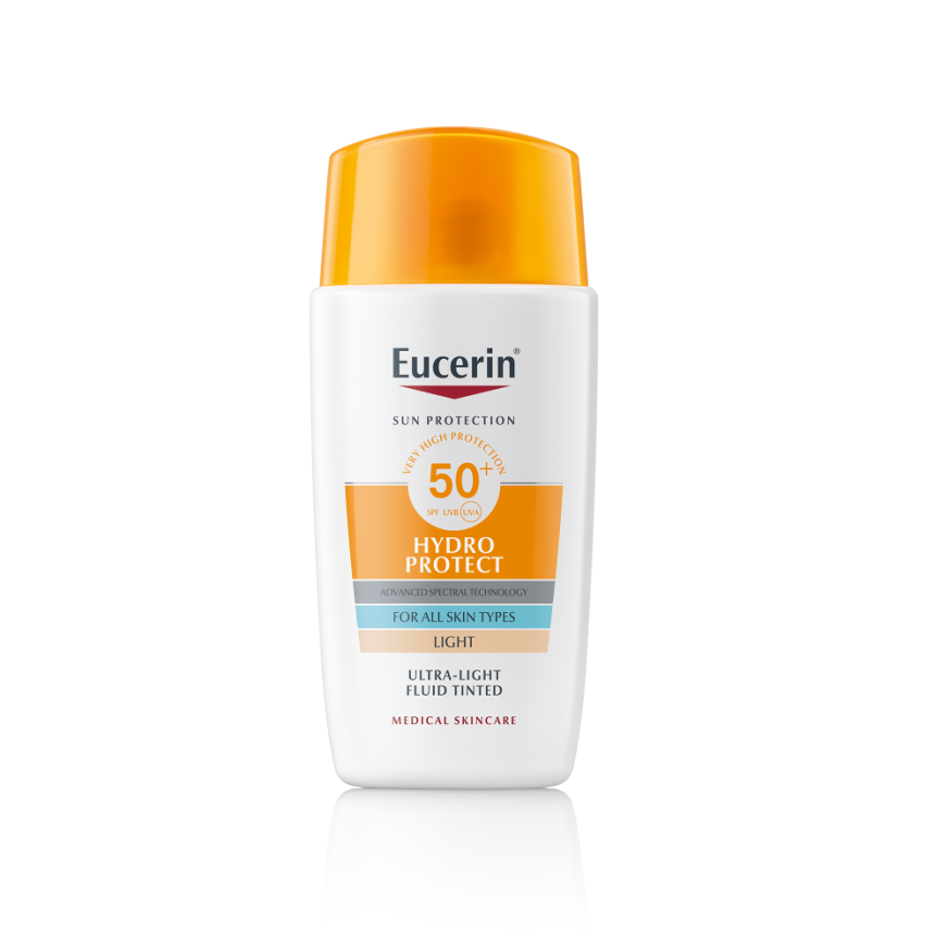 Eucerin Оцветен слънцезащитен ултралек флуид за лице HYDRO PROTECT SPF 50+ Светъл, 50 мл
