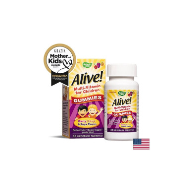 Alive! Multi-Vitamin for Children Gummies / Алайв! Мултивитамини за деца, 30 желирани таблетки Nature’s Way