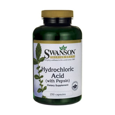 SWANSON Betaine HCl Hydrochloric Acid with Pepsin / 250 Caps