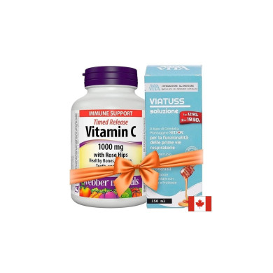 Промо пакет - Витамин С и шипка 150 таблетки + подарък билков сироп против кашлица x 150 ml