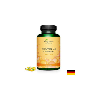 Vitamin D3 + K2/ Витамин D3 1000 IU + К2 100 µg, 120 капсули, 100% Vegan Vegavero