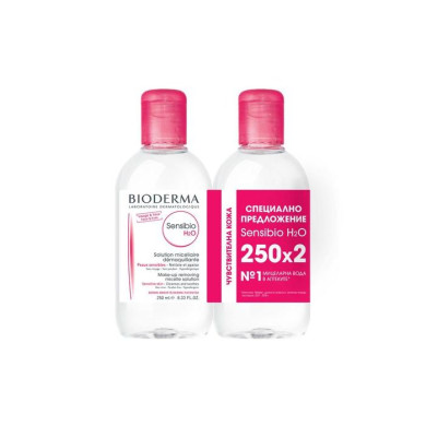 Bioderma Sensibio H2O Мицеларна вода за чувствителна кожа, 2 броя х 250 мл.