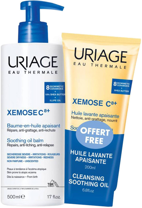 Uriage Xemose C8+ Комплект - Олио-балсам и Душ олио, 500 + 200 ml
