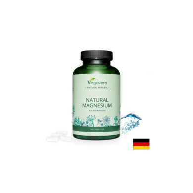 Natural Magnesium/ Натурален морски магнезий, 180 таблетки, 100% Vegan Vegavero