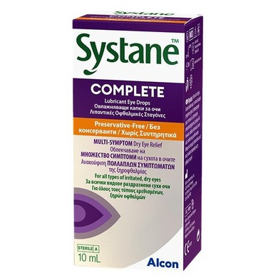 Systane Complete Овлажняващи капки за очи без консерванти х10 мл