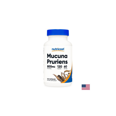 Стрес и безпокойство - Мукуна/ Кадифен боб (Mucuna Pruriens), 400 mg x 120 капсули Nutricost