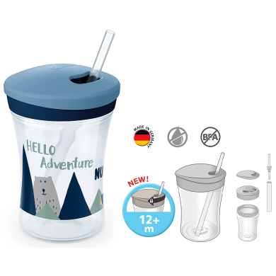 NUK EVOLUTION Action Cup 230мл. със сламка, 12+ мес. "Hello Adventure"