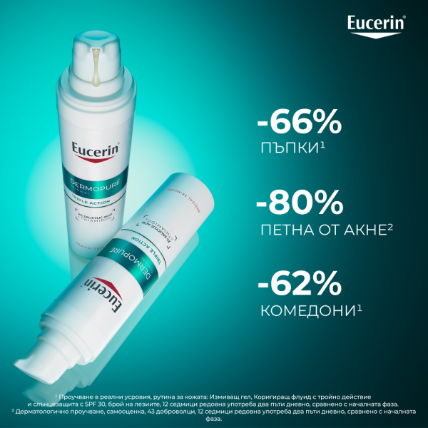 Eucerin DERMOPURE CLINICAL Коригиращ флуид с тройно действие+ Eucerin Oil Control Слънцезащитен гел-крем за лице за мазна кожа