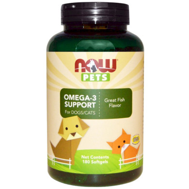 Now Pets - Omega-3 Support - 180 Дражета