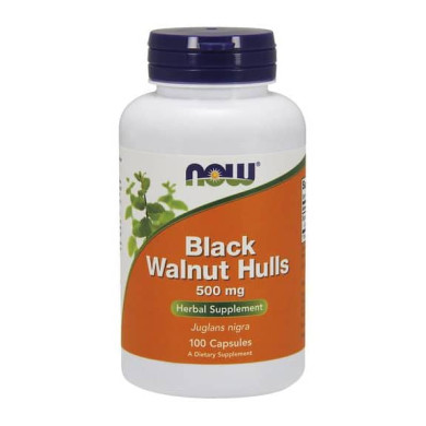 Now - Black Wallnut Hulls / Люспи От Черен Орех / 500 Мг - 100 Капсули
